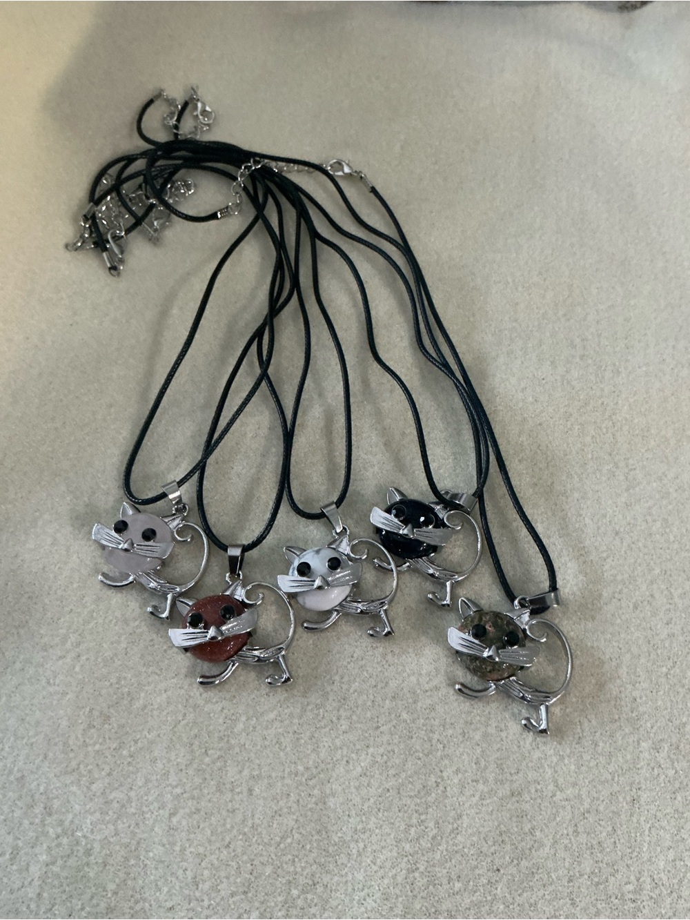 Cute Cat Pendant Necklace, set of 5